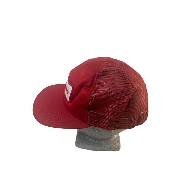 Vintage New Era Raychem Red Trucker Snapback Hat With Dupont Visor NWOT - Picture 2 of 8